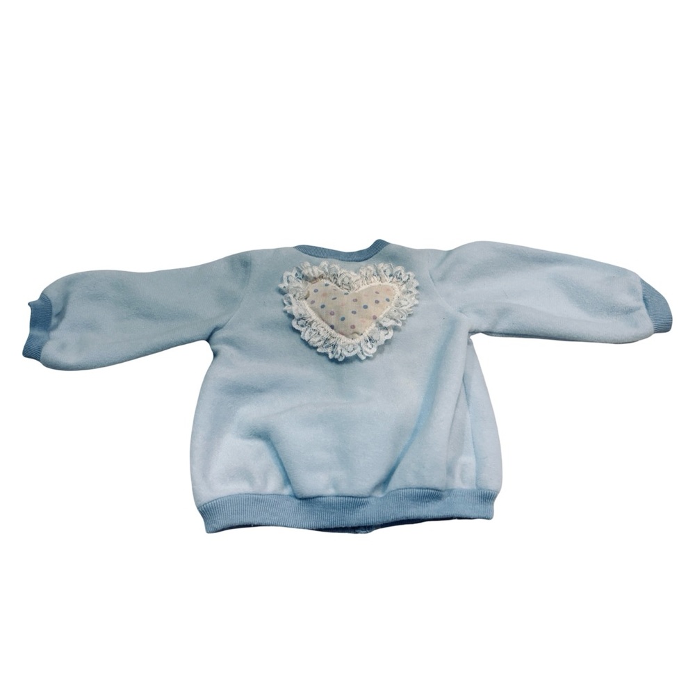 Vintage Doll Baby Blue‎ Sweater with Heart Patch fits AG Dolls, American Girl